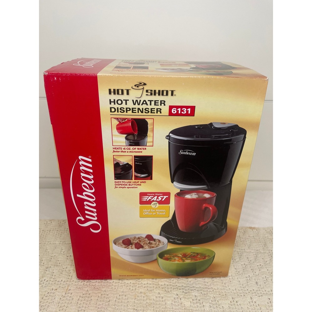 Sunbeam Hot Shot Hot Water Dispenser 6131 Black 16 oz Fast Heating Auto Shut Off